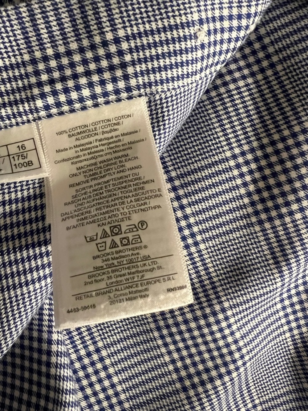 Brooks Brothers Luxury Men's Blue Glen Plaid Dress Shirt Size 16-4/5 Slim Fit - Picture 6 of 7